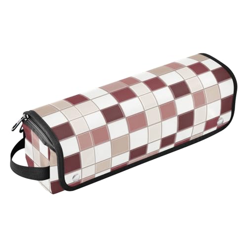 Bolsa de viaje para herramientas de cabello con tapete térmico resistente al agua para planchas y rizadores, organizador para planchas y accesorios de cuidado capilar, diseño de hojas blancas y burdeos miniatura 1