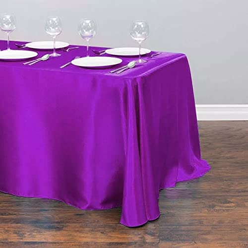 Nappe de table en satin prune superposition haut de gamme 145x180 - 2
