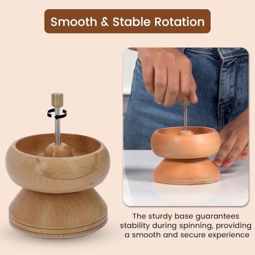 Image of Beadsnfashion 4-Inch Wooden Spin & String Beading Spinner Tool for Jewellery Making - Includes 2 Pcs Curved Needle for Jewellery Making Beading Spinner Set (4 Inch with Funnel)