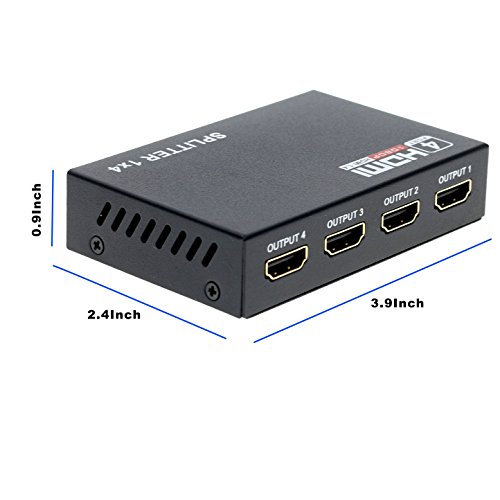 Optimal Shop Hdmi Splitter 1 In 4 Out 4 Port 1X4 Full Hd 1080P Hdmi 1.4 Splitter With Switcher Converter Support 3D 2K 4K Digital Audio Format #TOP2
