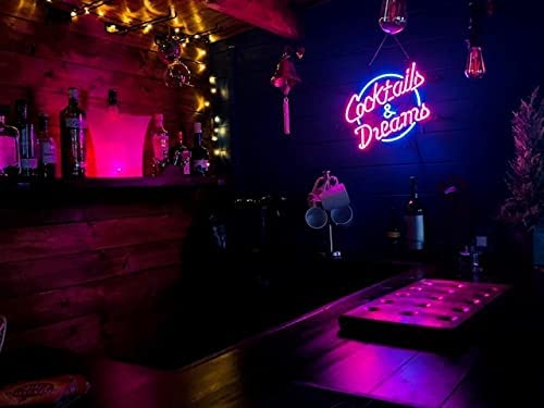 COCKTAILS AND DREAMS Real Glass Neon Light Sign Home Beer Bar Pub Recreation Room Game Room Windows Garage Wall store Sign (17"x14" Large) by LiQi - Image 4