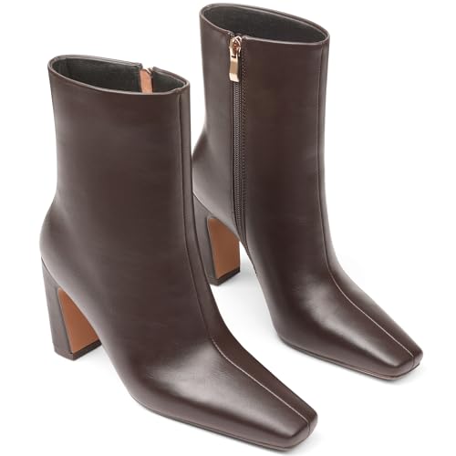 Lovee Cosee Ankle Boots for Women 2025 Chunky Heel Square Toe Heeled Boots with Zipper Comfort Fall Winter Party Office Date Night Travel Casual Outfit2