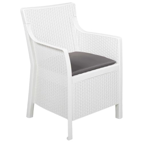 Mokuyary Fauteuil Blanc PP, Chaise de Terrasse pour Extérieur, Jardin, Piscine, Balcon, Cour