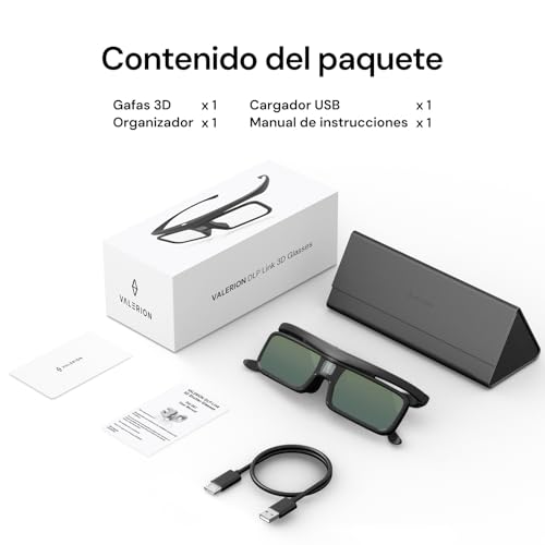 Gafas DLP Link 3D Valerion recargables activas para proyectores VisionMaster 4