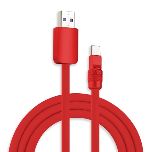 Image of chubbycable Chubby 2.0 Fast Charging Cable Durable Soft Silicone USB C Cable 120W Extra Thick Charger Cord Compatible with iPhone 17-15 Series iPad, Red+Red, USB-A to Type-C, 9.8 FT
