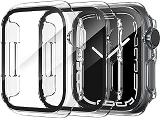 LIWIN 3-Pack 41mm PC Hard Case with Tempered Glass Screen Protector Compatible with Apple Watch Series 8/Series 7, Full-Screen Coverage Case Cover Compatible with iWatch Smartwatch Accessories