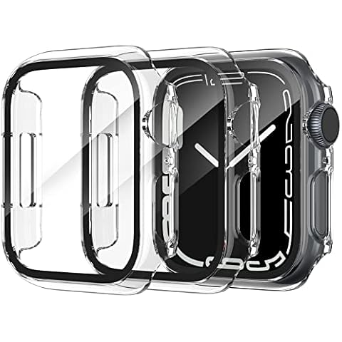 LIWIN 【3-Pack】 41mm PC Hard Case with Tempered Glass Screen Protector Compatible with Apple Watch Series 8/Series 7, Full-Screen Coverage Case Cover Compatible with iWatch Smartwatch Accessories Cover