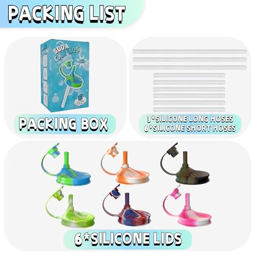 30% Off 6-Pack Silicone Soda Can Lids with Straw