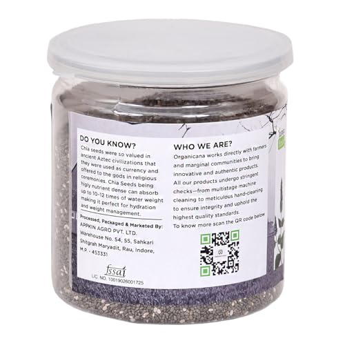 Image of Organicana Chia Seeds - 100% Natural & Unpolished Superfood | Rich in Omega-3, Fiber & Protein | Supports Weight Loss, Digestion & Energy