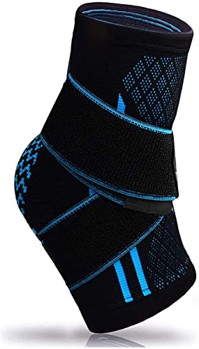 Image of serveuttam Nylon, Ankle Support Brace Adjustable Sleeves - Running Compression Foot Brace For Men Women | Ankle Binder Pain Relief For Ankle Sprained (Maroon) (Blue, S)