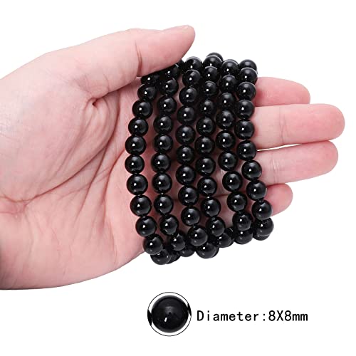 Nupuyai Black Agate 8mm Round Crystal Stone Beads for Jewelry Making DIY Bracelet Necklace Polished Stone Loose Beads Strand 15" - Image 2