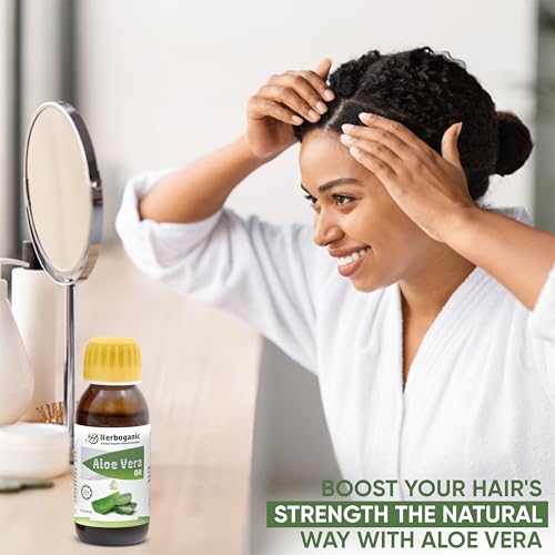Herboganic NO AL-FBA S Natural Aloe Vera Oil - 100% Cold Pressed, Nourishing For Skin, Hair, And Eyelash Growth,Aloe Vera Massage Oil, thumb #8