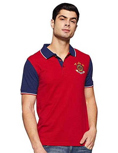 Image of Deniklo Men's Cotton Rich Half Sleeve Regular Fit Color Block Polo T-Shirt (Available in Plus Size)