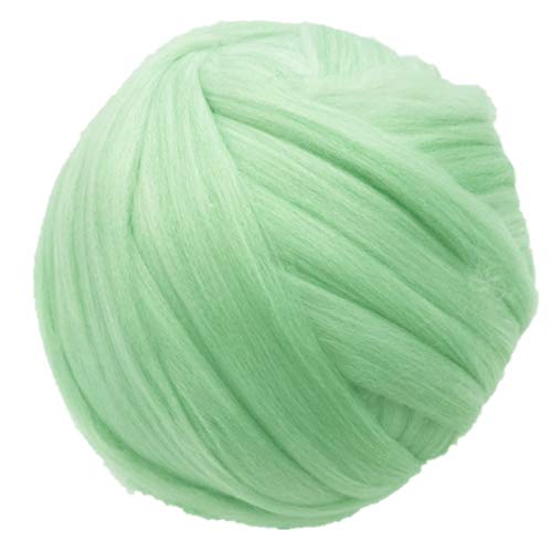 Giant Wool Yarn Chunky Arm Knitting Super Soft Wool Yarn Bulky Wool Roving (250g/0.55 lbs, Fern Green)
