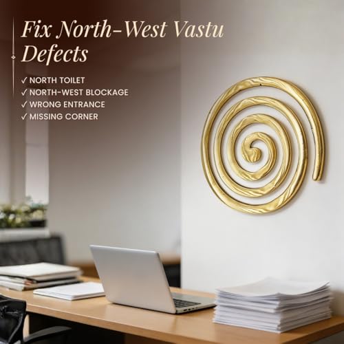 Image of Plus Value Brass Helix Vastu Remedies for North-West Missing Corner & Cuts, Kitchen, Main Door /Entrance, Toilet Vaastu Dosh /Defect Nivaran (3pcs)