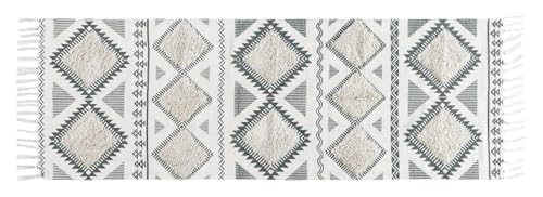 Image of FIASCO Hand Woven 100% Natural Cotton Export Quality Designer Striped Rug, Bed Side Runner Rug Carpet for Bedroom, Passage,Living Room, Size- 2X5 Feet Black and Natural White