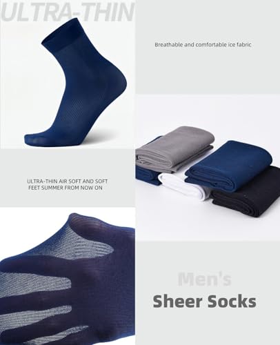 Nylon Sheer Socks For Men,Casual Business Sock Dress Socks,Soft Work Trouser Sox Ice silk Mid Calf Socks3