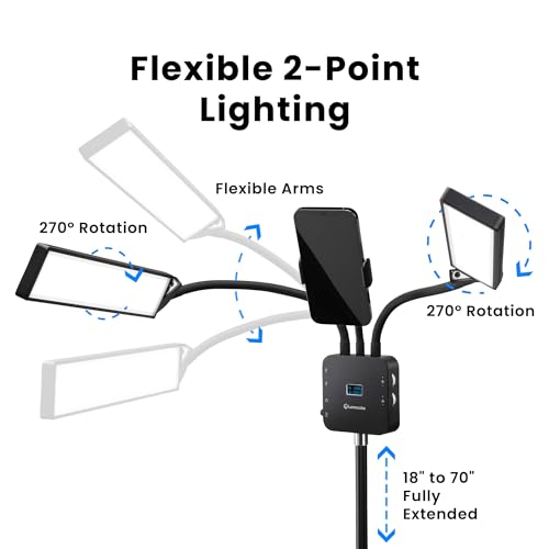 Lume Cube Flex Light Pro - Portable Dual LED Lamp with Tripod and Phone Holder Mount | Flexible 2-Point LED Lights for Tattoo artists, beauticians, aestheticians, lash Artists, and content creators - Thumbnail 2