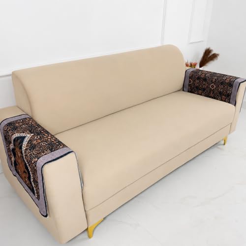 Image of Homerz Premium 'Maharaja Paradise Series' Sofa Cover | Net Fabric Sofa Cover | Washable, Anti-Dust Backed & Wrinkle Resistant Cover (Sheesh Mahal, 2 pc Armrest, Armrest)