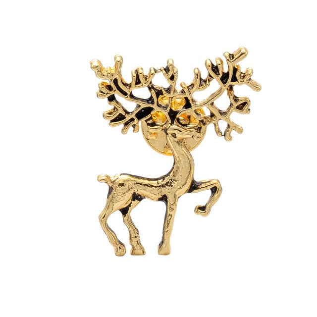 Antique Vintage Gold Plated Blazer, Suit, Tuxedo, Sherwani Brooch/Lapel Pin For Men - Hunting Royal Deer Stag Design (SJ_9103_G)-image-26