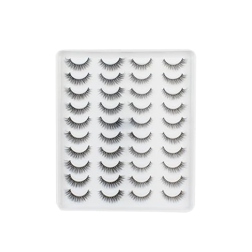 Image of Beauty False Eyelash For Women-Natural & Lightweight Faux Mink Fake Eyelashes /Long Lasting Eye Makeup Lash 5D / Soft & Comfortable Black Reusable Cat Eye Lashes -Fluttery & Wispy (Love 20)