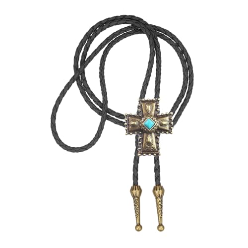 Image of Joxevyia Bolo Tie for Men Vintage Cow Skull Leather Rope Western Cowboy Necktie Vintage Bola Tie Gift for Him