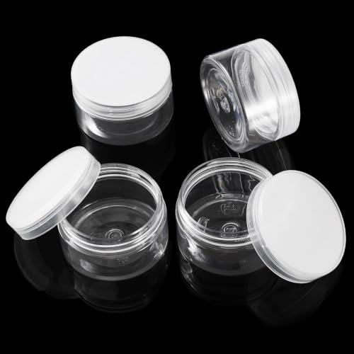 Image of FASHEWELRY 16Pcs Diamond Painting Jars 2.8x1.5 inch Plastic Bead Storage Tubes Flat Round Small Screw Cap Containers for Seed Beads 5D Embroidery Diamond Drill Nail Art And Glitter Crafts Sewing