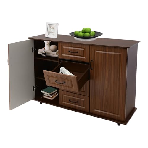 HUSPOO Aparador con 4 cajones y 2 puertas