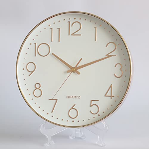 El Mejor Listado de Reloj para Pared del mes. 47 CSZYGZS Reloj de Pared, 30CM Movimiento de Cuarzo silencioso, diseño Minimalista Moderno, Reloj de Pared silencioso para Sala de Estar, Cocina, Oficina, Dormitorio (Dorado)