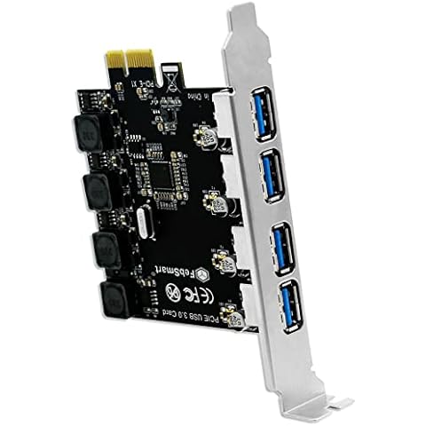 FebSmart 4 Ports Superspeed 5Gbps USB 3.0 PCI Express Expansion Card for Windows 11, 10, 8.x, 7, Vista, XP Desktop PCs, Built in Self-Powered Technology, No Need Additional Power Supply (FS-U4-Pro) Cover