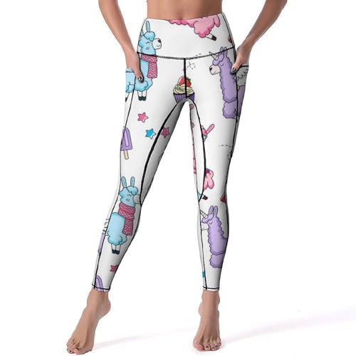 Legging sport femme Alpaga rose à taille haute anti-glissement pour la gym