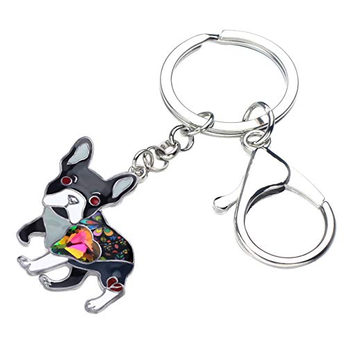 Porte-clés bouledogue français émail de haute qualité pour femmes