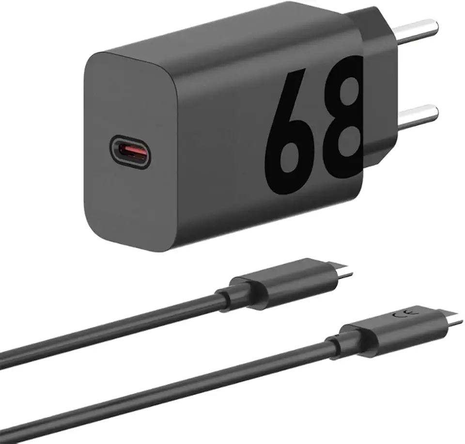 Motorola, Carregador de Parede Turbo Power 68W, Cabo 1 Metro, Porta USB-C, Cabo USB-C