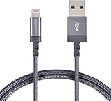 AmazonBasics - Cavo USB-Lightning con guaina in nylon intrecciato, certificato Apple, 1,8 m, grigio scuro