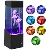 Eglagen Jellyfish Lamp with Color Changing Light, Electric Jellyfish Tank Table Lamp, Home Office Jelly Fish Mood Light Decorations for Adult, Children(Black)