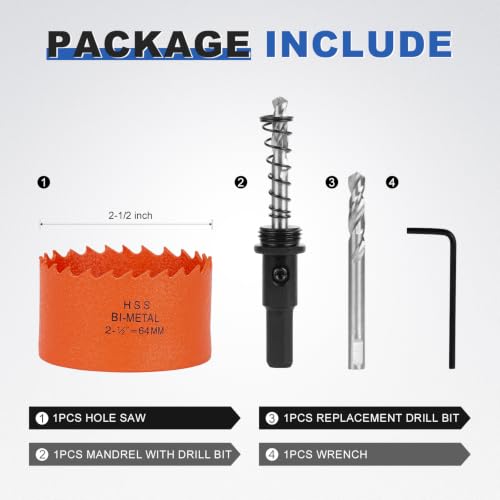 Image of 2-1 /2 Inch Hole Saw 2.5 inch Circle Drill Bit Wood Metal Drywall Plastic Pipe