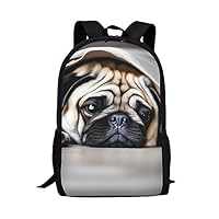 Cumagical Kids Backpack Students Bookbag Animal Pattern School Bag for Boys and Girls, Dog Pug, 11\"(L) x 16.5\"(H) x 7.1\"(W), Sling Backpacks