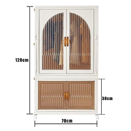 RMAN Kleiderschrank groß Aufbewahrungsbox mit Deckel 98L Schrank aus Kunststoff mit Rädern und Kleiderstange für Schlafzimmer Ankleidezimmer