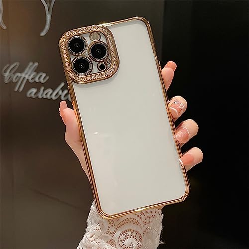 Coque de luxe iPhone 14 Plus diamant flash or en silicone haute clarté