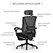 Hbada Reclining Office Desk Chair | Adjustable High Back Ergonomic Mesh Computer Recliner | Home Office Chairs with Footrest and Lumbar Support, Black