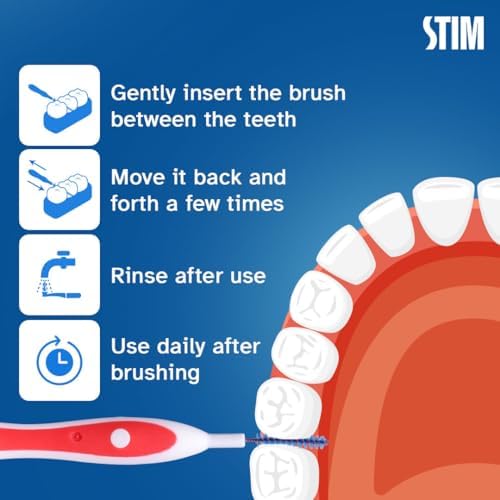 STIM Interdental Angular Brush For Narrow Gaps|Implants & Crowns|Deep Cleaning Between Teeth|Dentist Recommended|Made In India (FLEXIBLE, PACK OF 1) 4