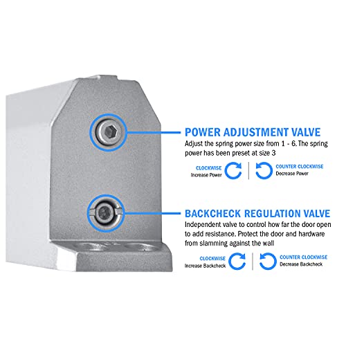 Nuk3Y 9000 Series Grade 1 Heavy Duty Door Closer, Multi-Mount, Adjustable Size 1-6, Ada Compliant, Ul Listed #TOP2