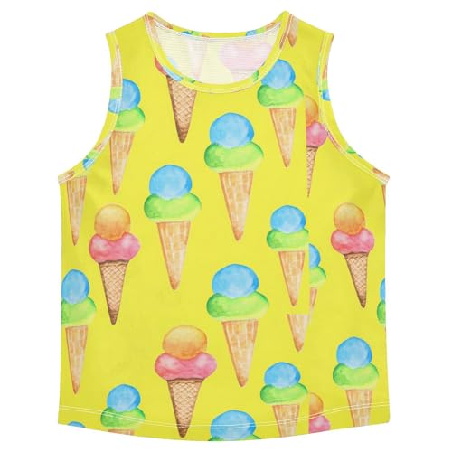 J JOYSAY Ice Cream Cones Yellow Boys Tank Top Sleeveless Muscle Shirts Quick Dry Kids T-Shirts 3-15T