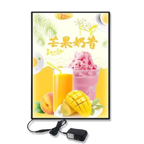 Image of QAILUX LED Sign Board for Advertising | Ultra Slim Display Frame for Restaurants, Cafes, and Cinemas | Glass Desktop Menu Holder with LED Light (A3(11.7 x 16.5 in))