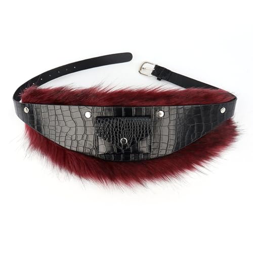 Vintage Faux Fur PU Leather Belt Cowgirl Gothic Punk Studded Waistband Night Club Waist Chain Skirt Shorts Jeans Belt