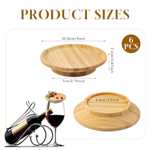 Bambus Weinglas Topper, 6 Pcs Weinglas Charcuterie Topper Aus Holz, Wine Glass Charcuterie Topper für Dessert Getränk Tasse Deckel Dekoration, Verhindert das Verspritzen von Rotwein