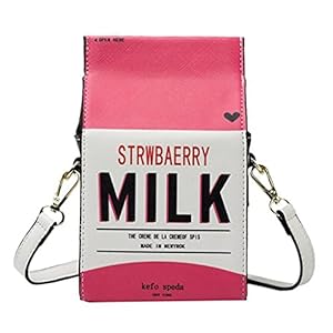 MEIBAOGE Meisjes Leuke Schoudertassen Fruit Aardbei Milk Box Cross Body Purse Bag Vrouwen Telefoon Portemonnee,Schouder…