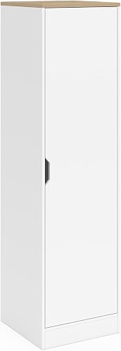 Armoire de Rangement NOUK 1 Porte avec étagères Blanc et Bois IDMarket
