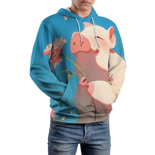 Sweatshirt Cochon Mignon Fleur pullover manches longues de taille S unisexe - 6