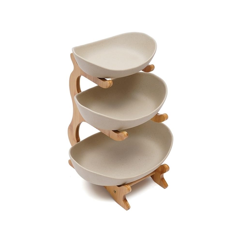 HLHLOP777 Fruit Bowl Three Layer Ceramic Fruit Plate Vegetable Basket Holder for Home Living Room Fruit Basket